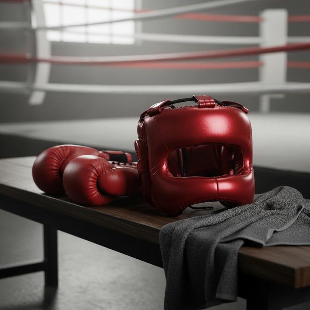 Dianzan Osłony ochronne na głowę treningową, kickboxing, boks tajski, wyściełany kask ochronny do ochrony policzków, czoła i uszu