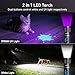 Taschenlampe LED/UV Aufladbar 2 in 1, Laitver Superhell Taschenlampen 395nm Mini Schwarzlicht 6 Modi, Zoombar Lange Akkulaufzeit Wasserdischt, für Beleuchtung & Erkennung von Tierurin -Nachtviolett