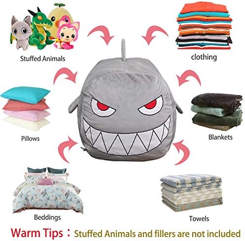 Shark Stuffed Animal Toy Storage Boys Bean Bag Chair Cover Velvet Extra Soft Large Size Storage Stuff Organization Replace Mesh Toy Hammock for Kids Toys Blankets Towels Clothes Household Supplies 4 51yRCwDHp4L. AC