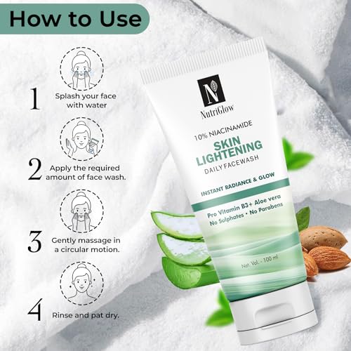 Image of NutriGlow 10% Niacinamide Daily Face Wash, Brightening Formula Pro Vitamin B3, All Skin Types For Men And Women (100ml) Pack of 3