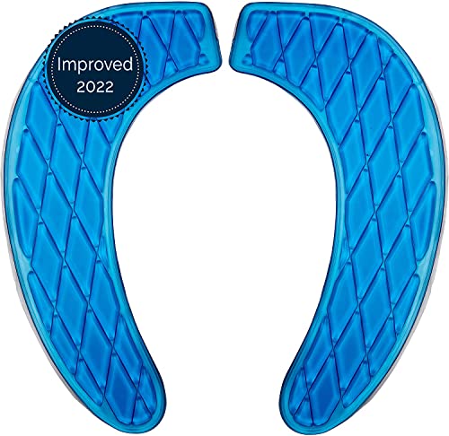 Morvat Gel Toilet Seat Cover, Toilet Seat Cushion, Toilet Cover, Padded Toilet Seat Elongated, Adhesive Gel Cushion Pads, Maximum Pressure Relief, Washable, for Standard U Shape Toilet Seats, Blue