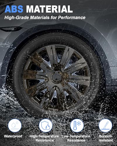 Image of ABX Hubcaps,15 inch hubcaps Set of 4, Wheel Rim Cover ABS Material, Snap On Car Truck SUV Replacement, for Toyota Camry Nissan Mazda etc, Black