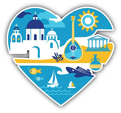 KW Vinyl I Love Greece Travel Heart Truck Car Window Bumper Sticker Decal 5"