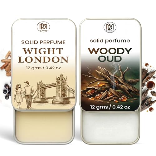 Image of Dr.Mashur Solid Perfume |wight london&Woody oud Alcohol Free Wax Perfume Balm, Long Lasting | Pocket Tin 12g, Pack Of 2| Non Greasy Smooth Glide, Travel Friendly Unisex Gifts He Or Her
