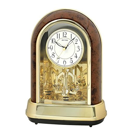 Rhythm Clocks "Crystal Dulcet II" Musical Motion Mantel Clock, Woodgrain