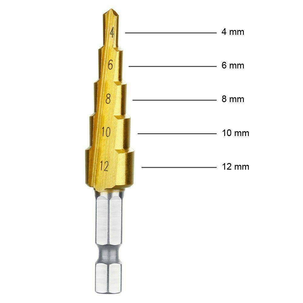 1 set HSS Titanium gecoate stap boor 4-12 4-20 4-32 boormachine gereedschap metalen hoge snelheid stalen hout gat snijmachine (Color : 3pc 3-12 4-12 4-20