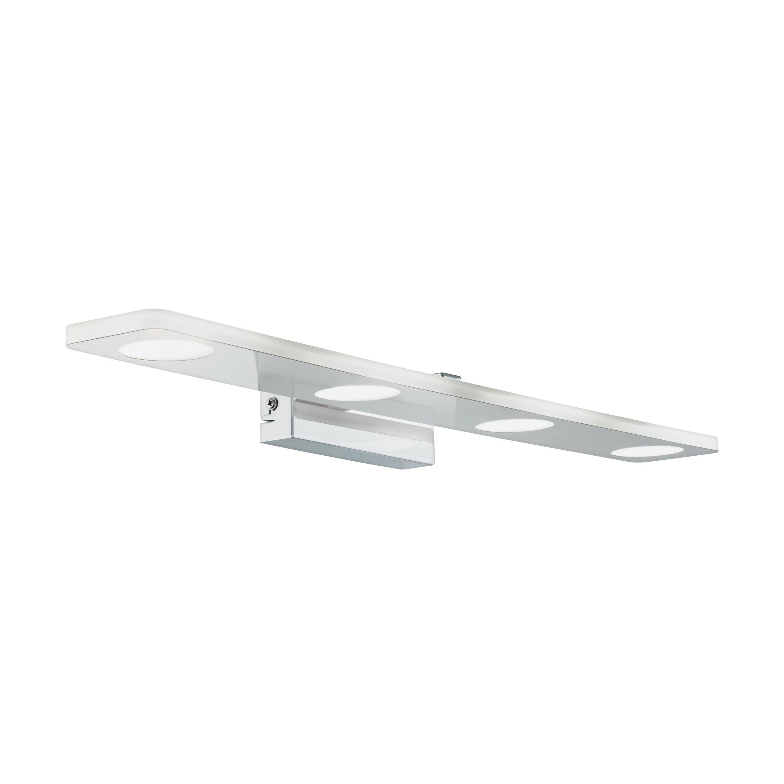 Eglo LED aplique de pared Cabus, lámpara de pared, luz LED para espejo | de metal y plástico satinado, lámpara para baño en cromo, luz LED para zonas húmedas luz cálida, IP44, L 58 cm