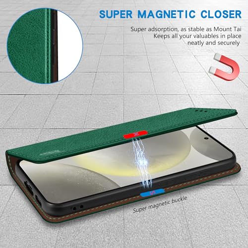 Image of ZZXX for Galaxy S23 FE Wallet Case Strong Magnetic 6.4 inch,Green
