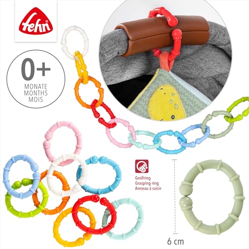Fehn 10 Befestigungsring Set - Befestigungs Haken für Babyschale, Laufgitter & Bettchen - Greifringe Kinderwagenkette für Zuhause & Unterwegs - C-Ringe für Babys und Kleinkinder ab 0+ Monaten