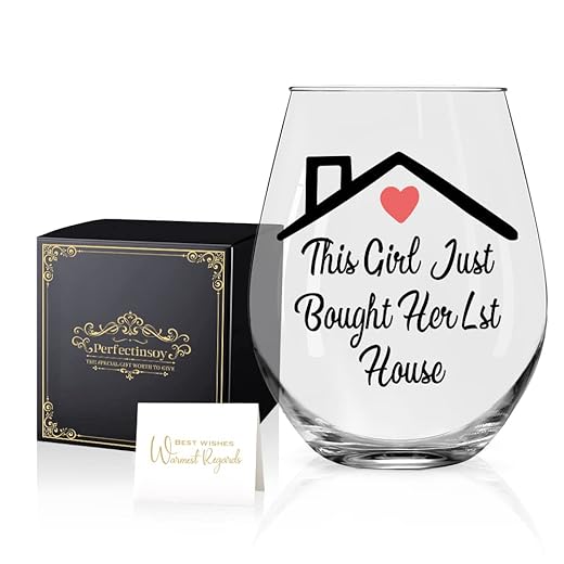 Perfectinsoy This Girl Just Bought Her Lst House Wine Glass with Gift Box,Housewarming Gifts for Sister Friend BFF, Unique House Warming Gifts for New Home, Realtor Gift for Clients
