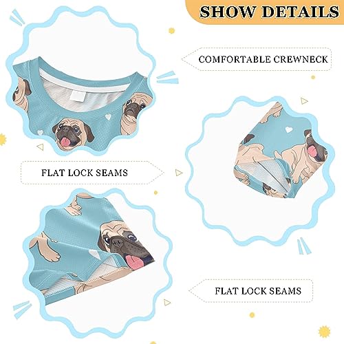 Image of CaTaKu Funny Pugs Blue Boys Rash Guard Long Sleeve Boys Swim Shirts UPF 50+ Fishing Shirts for Boys Girls 7-8Y
