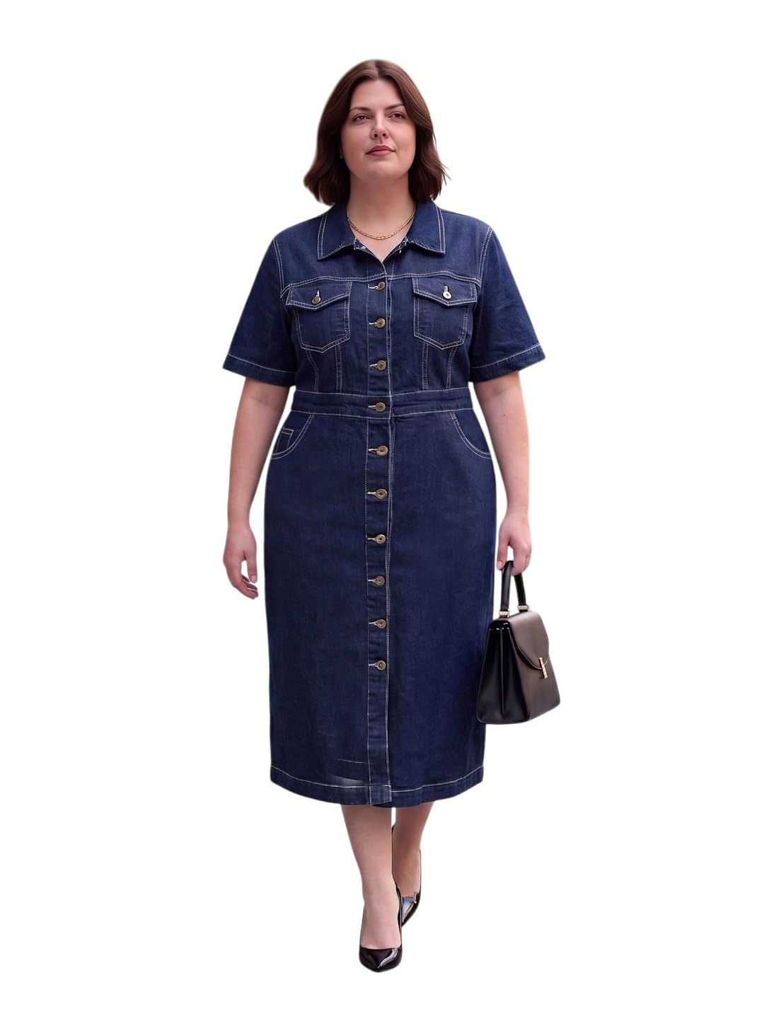 style quotient Women Plus Size Black Denim Shirt Dress-picture-54