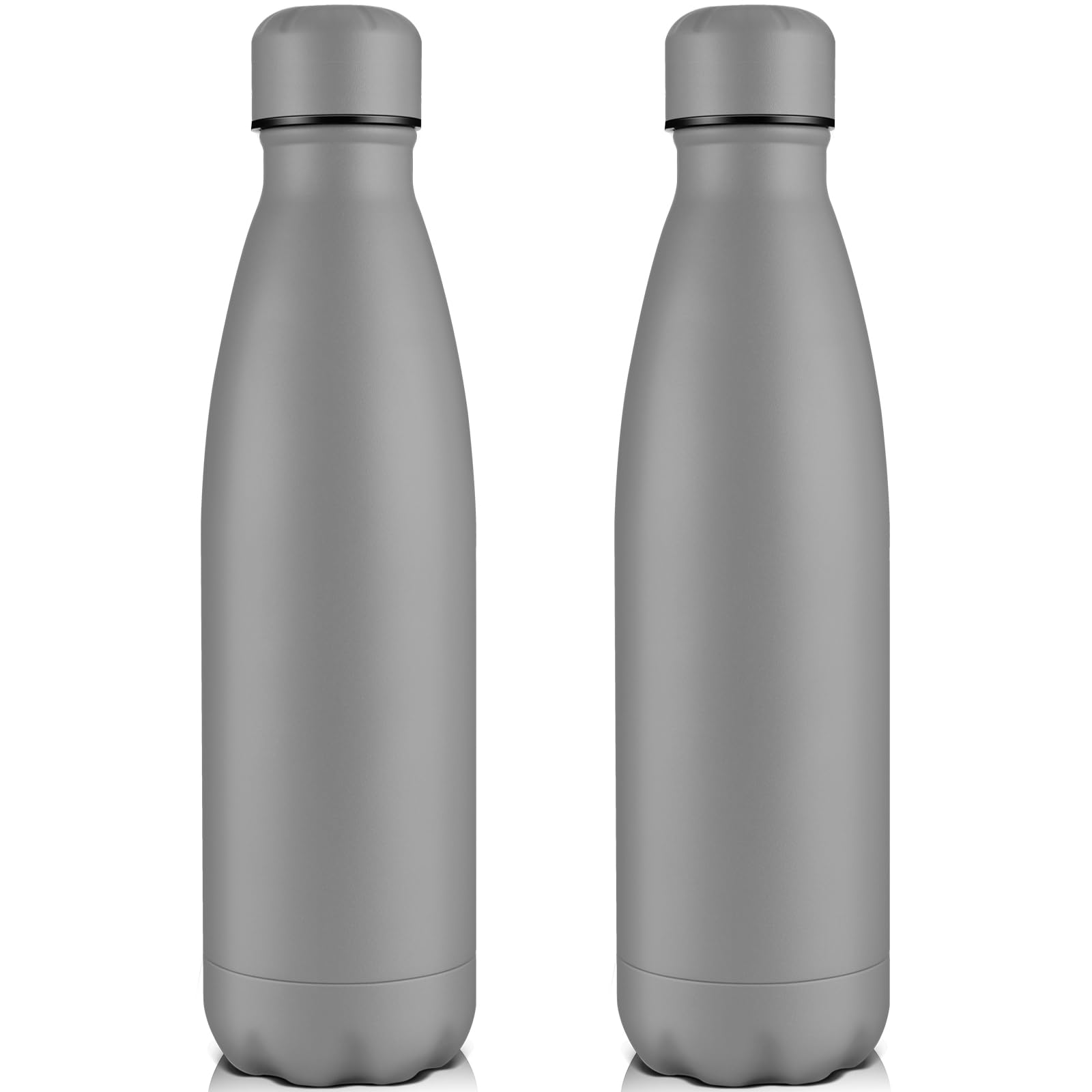 Volhoply 750ml Insulated Water Bottles, Double Wall Stainless Steel Vacuum Flask Keeps Cold 24H & Hot 12H, BPA Free Leakproof Bottle (Gray,2 Pack)