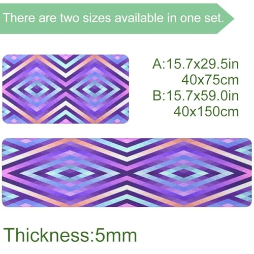 Tapis de cuisine lavable lot de 2 diamant anti-glisse pour sol propre - 4