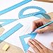 Zonon 1 Set Plastic Geometry Math Set Includes Drawing Compass, 6 Inch 4 Inch Protractor, 45/60 Degree Triangle Rulers 12 Inch 6 Inch Math Ruler Transparent for Office Supplies(Blue)