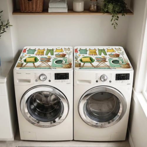 Image of Nuxovilar Clothesline Dryer Cover Top 2pcs 23.6x19.7in Polyester Mat | Dryer cover top clothesline protector mat laundry room home apartment dust proof (Clothesline)