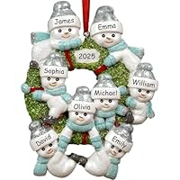 iDIY Personalised Christmas Baubles - Handcrafted Family Christmas Decorations - Custom Engraved Names & Year - Premium Resin - Family of 8