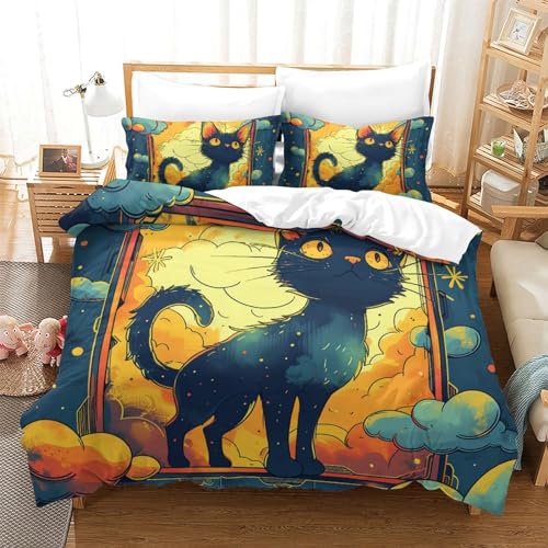 Parure de lit chat flamme 3D drap microfibre super douce - 2