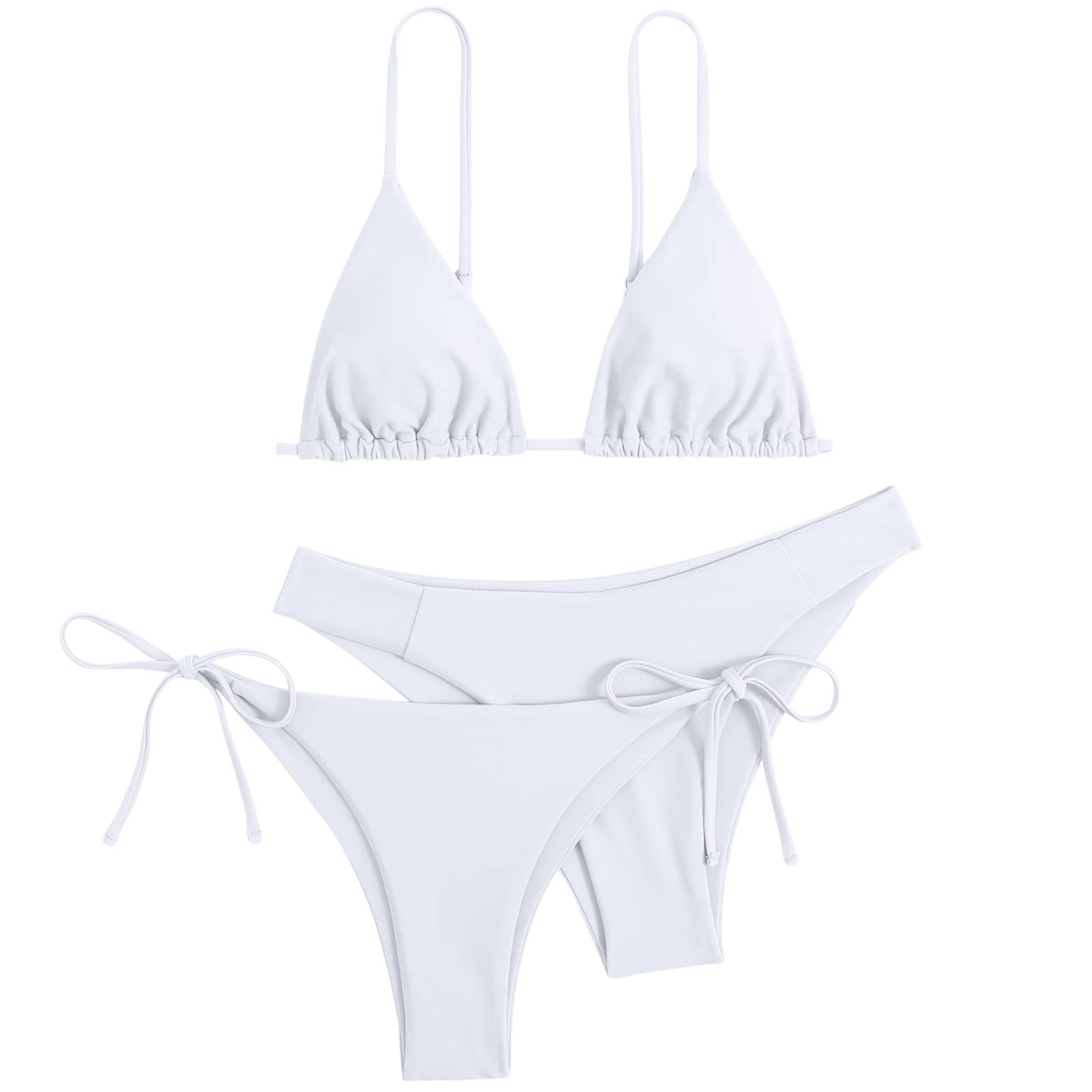 Ensemble bikini 3 pièces bandeau bandeau push-up brésilien maillot de bain Beachwear maillot de bain porter 46, violet, L