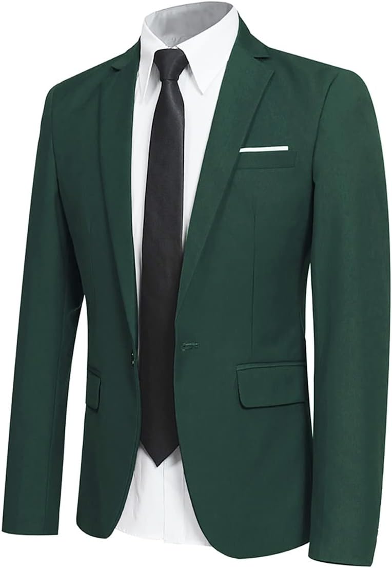 YFFUSHI Men' Slim Fit Casual Blazer One Button Lightweight Suit Jacket Business Party Sport Coat