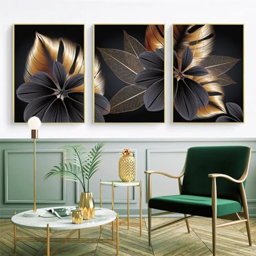 Peinture abstraite pour habiller un grand mur tableau mural salon chic Rumlly 3 pièces
