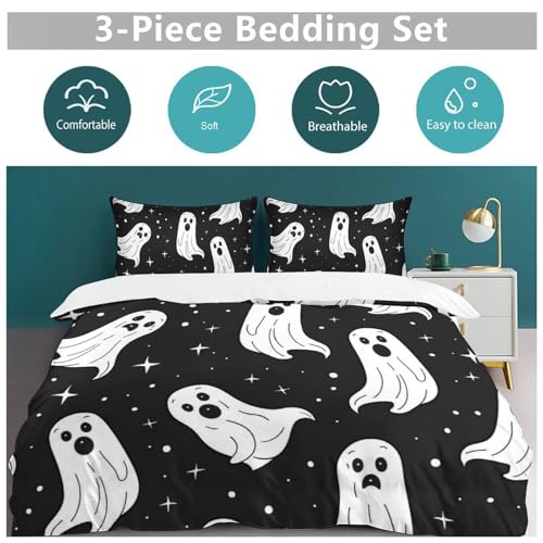 Funda de microfibra suave de fantasma negro con cremallera práctica 6