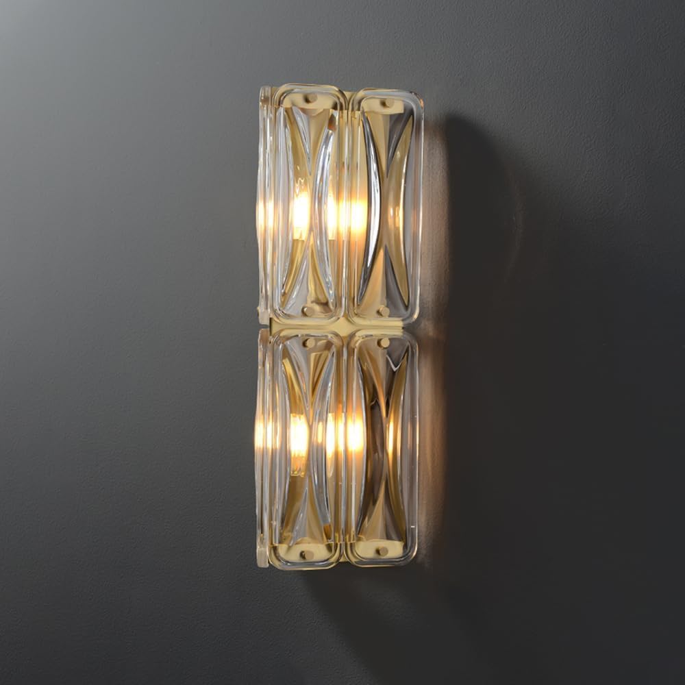 Jybnbbe Light Double Lamp Glass Wall Lamp, Postmodern Brass Wall Lamp, Long Copper Wall Lamp, Weight Luxury Home Decoration Wall Hanging Lamp,Chandeliers