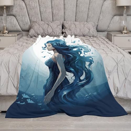 Couverture sirène chaude quatre saisons plaid bleu pour canapé - 6