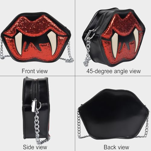Halloween Lip Devil Purse - Novelty Halloween Lip Handbag Crossbody Bag for Women Gothic Gift Candy Shoulder Bag2