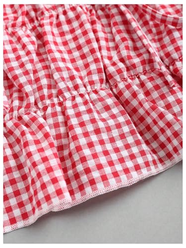 WDIRARA Women's Gingham Tube Crop Top Plaid Bow Ruffle Hem Y2k Bandeau Tops4