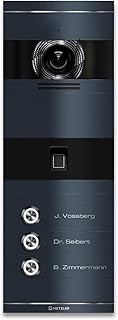 Metzler VDM10 2.0 Video Sprechanlage, Türsprechanlage mit Kamera, Fingerprint, Smartphone App, SIP, FRITZ!Box kompatibel, 2 Draht IP, Videotürklingel, 3 Familienhaus, RAL7016 Anthrazit, Niko