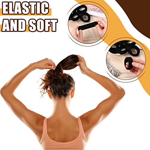 10 Pcs Hair Bands for Women Girls Large Elastic Strong Seamless Black Cotton Holder Ties Stretch Ponytail Hair Ties Bobbles for Thick Heavy Curly 6.5 Inches - Image 4