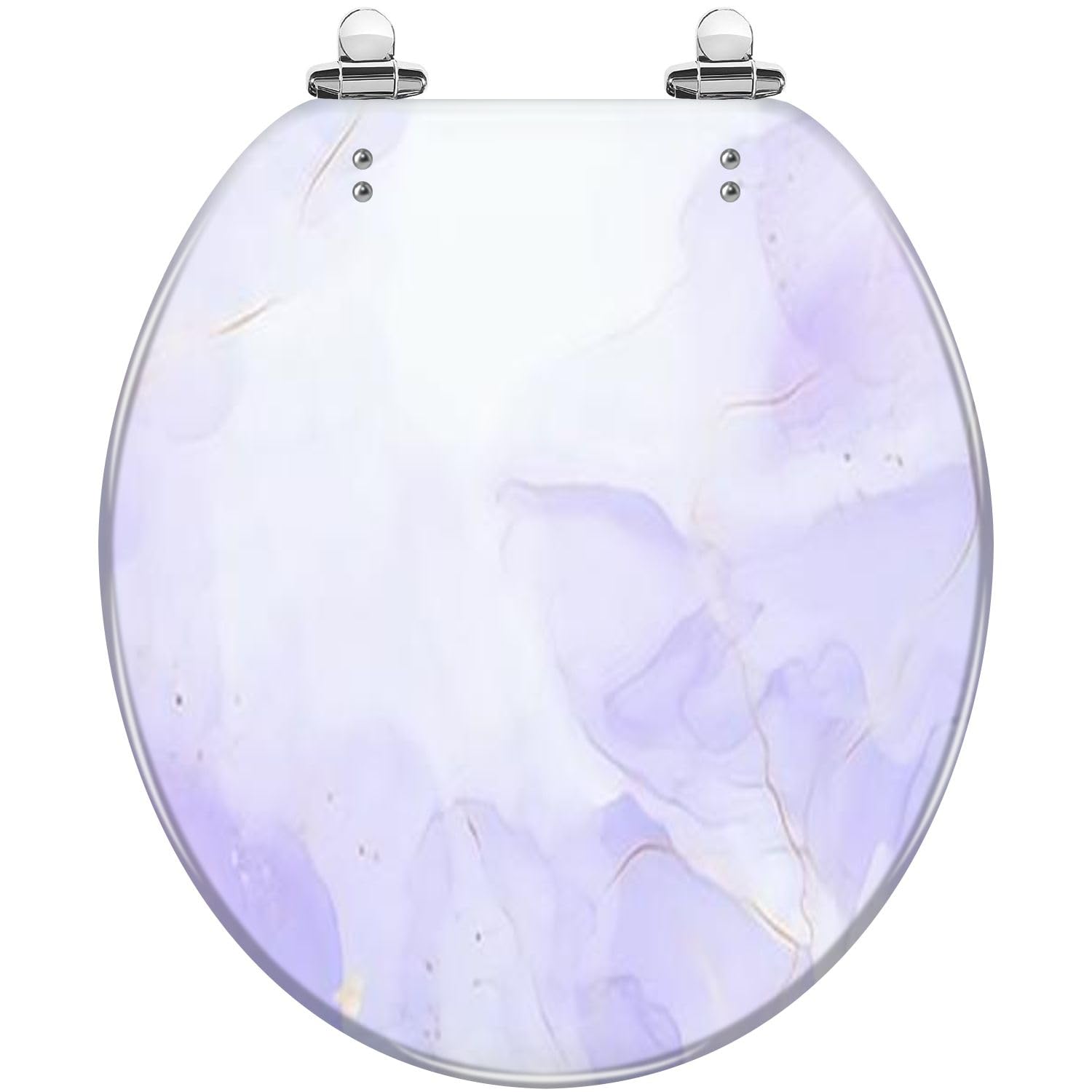 Tazyyzuu Multi2 Purple Lavender Liquid Watercolor Toilet Seat With Golden Lines Pastel Marble Resin Slow Close Quick-Release Hinges(Multi2)
