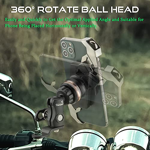 TAKEWAY LA3-PH05-ANV Anti-Vibration Motorcycle Mounts Holder, Fixed Base of Rearview Mirror, Stable, Adjustable, Double Socket Arm, Phone Clamp for 4.7-6.7 Inch Smartphone Multi-Angle Vision by TAKEWAY - Image 7
