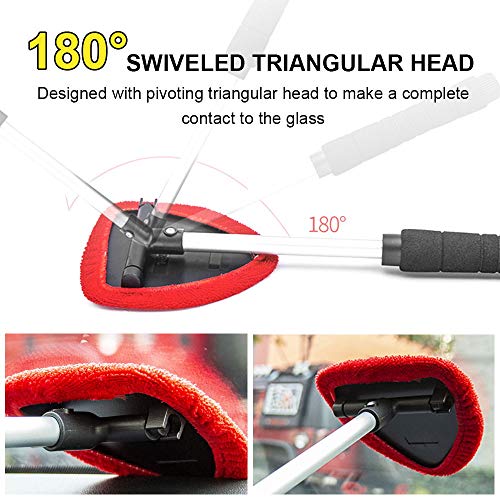AutoEC Windshield Cleaning Tool, Windshield Cleaner, Inside Windshield Cleaning Tool, Extendable Handle Window Cleaner Brush Kit Comes with 4 Packs Washable and Reusable Pads (2 Wet Use 2 Dry Use) - Thumbnail 4