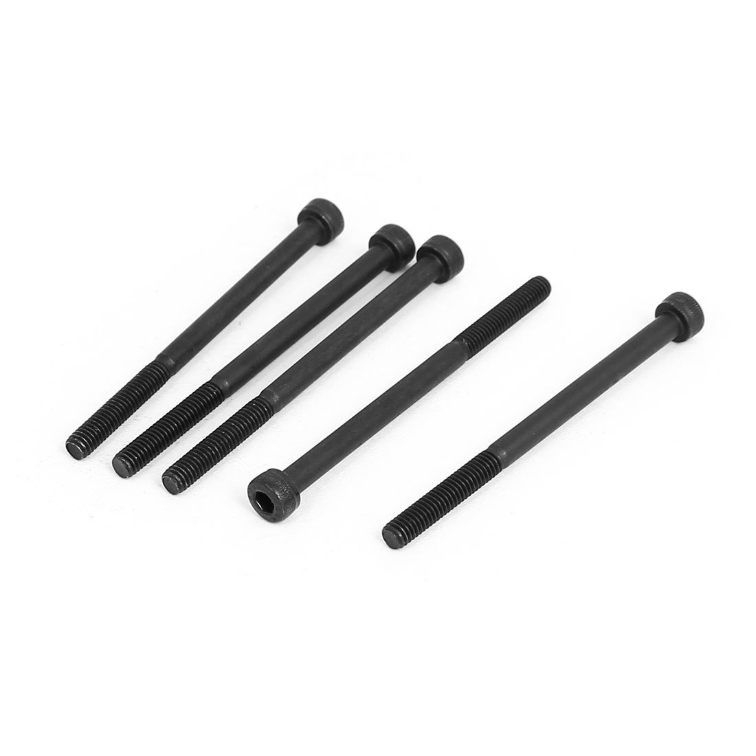 Sourcingmap M4x60mm 12.9 Alloy Steel Hex Socket Screws Partially Threaded Bolt Black 5Pcs