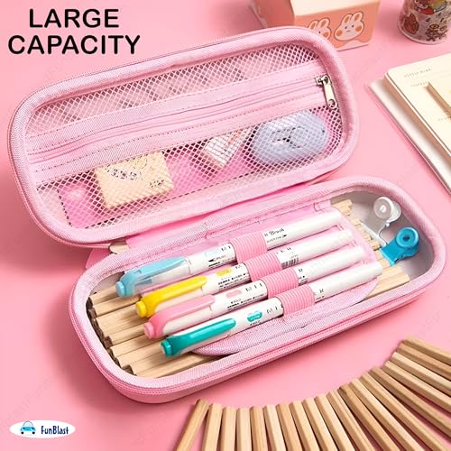 Image of FunBlast Multipurpose Zipper Stylish Large Capacity 3D Embossed Pencil Case for Girls, Hardtop EVA Pen & Pencil Pouch Bag Case for School Supplies for Kids, Mermaid Pouch for Girls