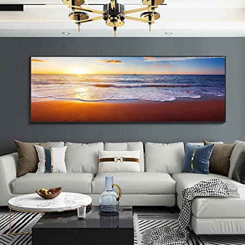 Vue sur la mer et coucher de soleil en toile pour salon lumineux