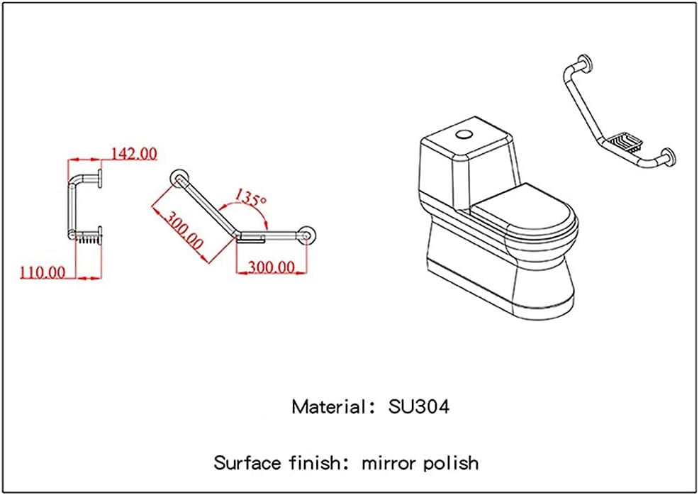 Safety Grab Bar Bathroom Stainless Steel with Soap Holder Bathroom Toilet Multi-Function Handrail, Safe and Non-Slip, Senior Auxiliary Bathroom Handle for The Elderly with Disabilities/25