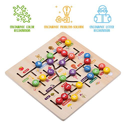 Boxiki kids Wooden Alphabet Puzzle. Alphabet Board for Kids with Wooden Letters. Best Learning ABC Puzzles That Help in… - Image 4