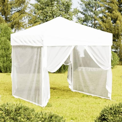 Nqyjm Carpa para Fiestas Plegable con Paredes Laterales Blanca 2x2 m pergolas de Jardin,Carpas para Exteriores para Reception,Fiesta,Camping,Festival,Cerveza