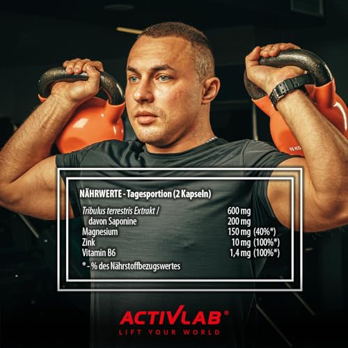 Activlab Tribuactiv B6, 90 Kapseln, hormonelles Gleichgewicht und Vitalität, Kombination aus Extrakt der Pflanze Tribulus terrestris, Magnesium, Zink und Vitamin B6