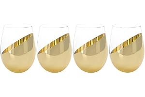 MyGift Modern Brass Accent Stemless Wine Glasses: Enhance Your Sipping Experience