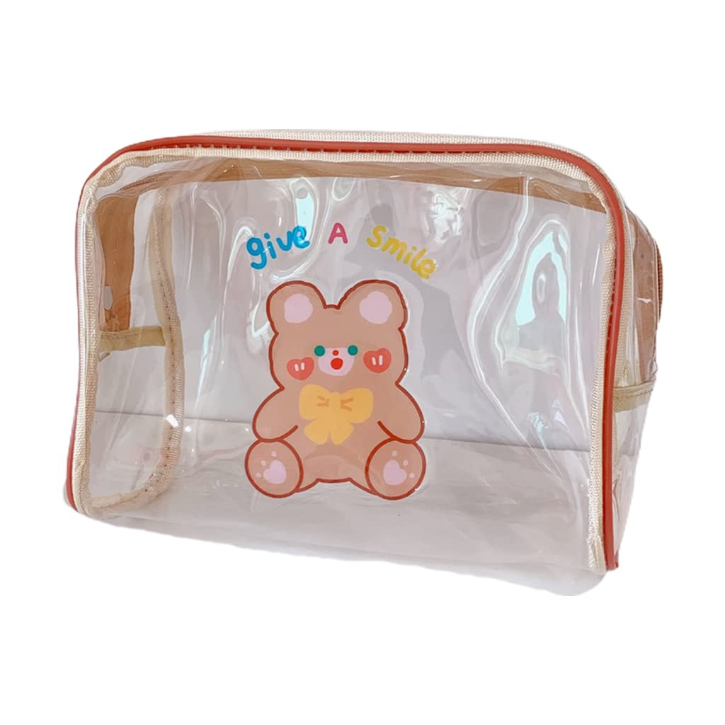 Kalttoy Girls A Cartoon Cosmetics Bag Transparent Makeup Bag Toiletries Organiser Pouch With Zipper For Pen Stationery Travel Wash Pouch