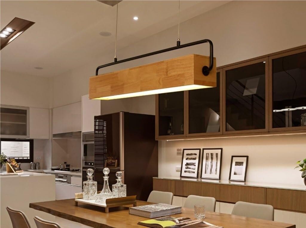 Lights Rectangular Wooden Led Chandelier Dining Room Study Living Room Light