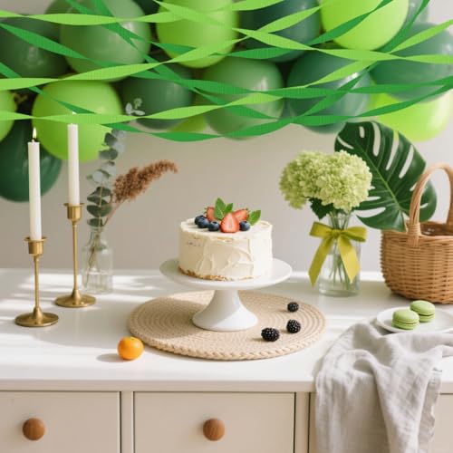 Image of 4 Crepe Paper Streamers Rolls, 328ft Pack of Green and Light Green Crepe Paper for Birthday Wedding Engagement Holidays Home Decor St. Patricks Day Decoration (1.8 inch x 82 ft /Roll)