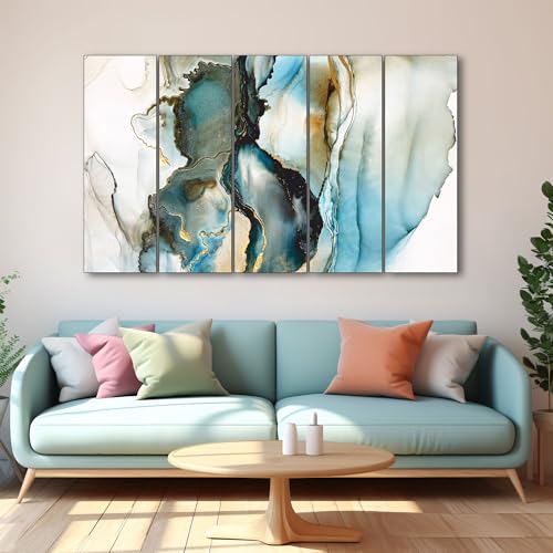 Image of The Castle Decor- Modern Marble Finish Painting With Frame 5 Big Size (36x60) Multiple Frames Wall Art Painting for Living Room,bedroom,drawing Room,hotels-wooden Framed-digital Painting