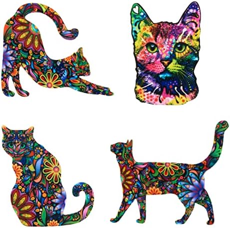 Ornaland 4 Pcs Cat Brooch Pins Acrylic Cat Brooch Pins Cute Animal Lapel Pins Badges Accessory for Women Clothing Bags Backpacks Jackets Hats