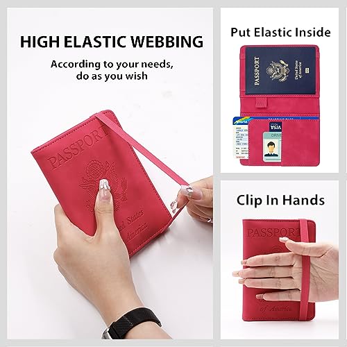 Image of Melsbrinna Premium Leather Passport Holder Covers Case, Waterproof Rfid Blocking Travel Wallet Passport Holder with Pen Holder, Cute Passport Book for Women /Men