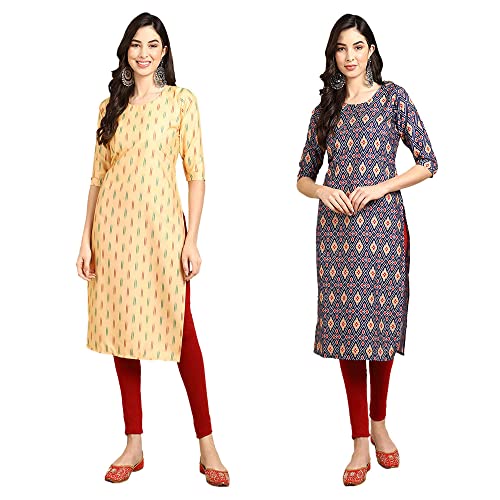 Image of Pinkmint Designer Woman's Crepe Multicolored Straight Kurta [A-355-330]